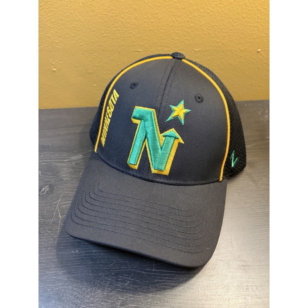 Vintage Minnesota North Stars Zephyr Hat Cap Hockey NHL Stretch Fit M/L Black